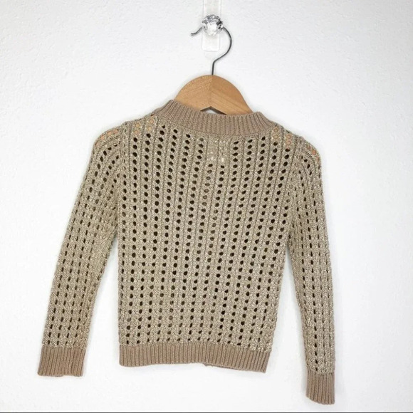 Peek cardigan sweater open weave metallic gold size 3-6 months - Picture 2 of 7